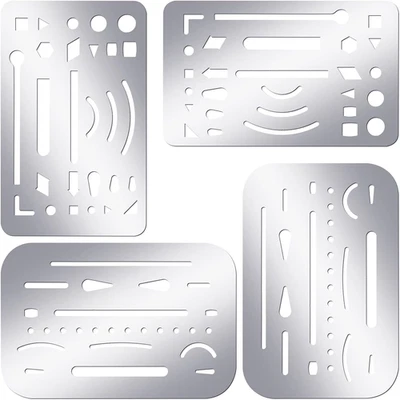 4 Stück Edelstahl Schablonen Metall Brandmalerei, Zeichenwerkzeuge Metall Radier - Bild 1 von 4