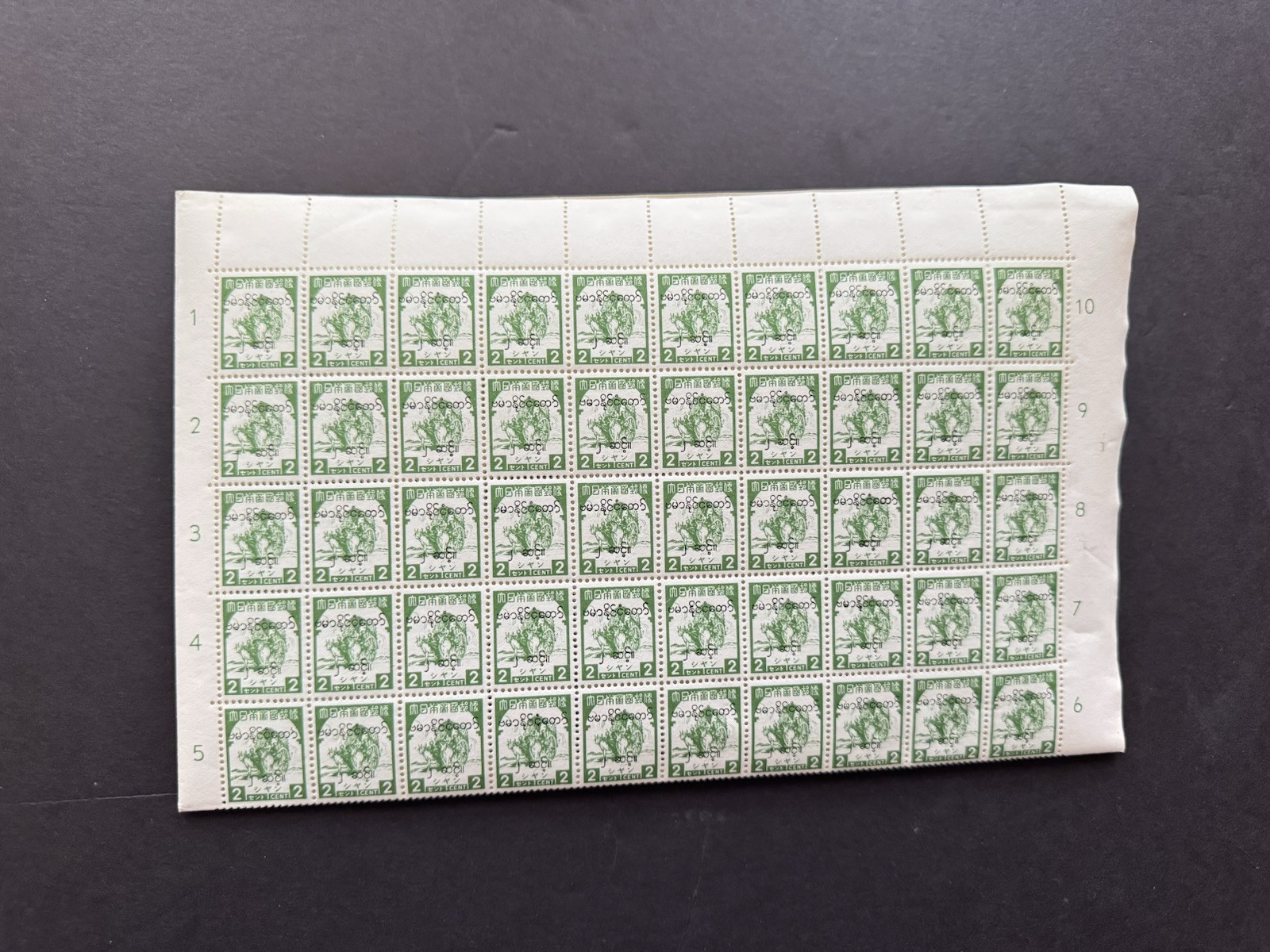 Burma WWII Japan Occupation (JB27) +Shan Lady 2C #2N59 +MNH OG +Full Sheet 200