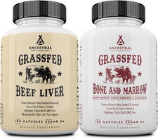 Ancestral Supplements Beef Liver  Bone Marrow Capsules, Energy Wellness, 2 Pack