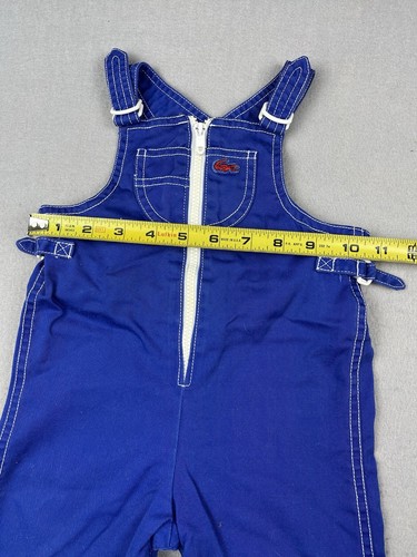 Rare Vintage 90s Izod Lacoste Bib Overalls Toddler size Bright Blue 24 Months - Picture 8 of 9