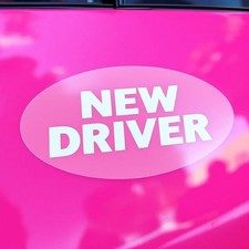 New Driver Pink and white Sticker