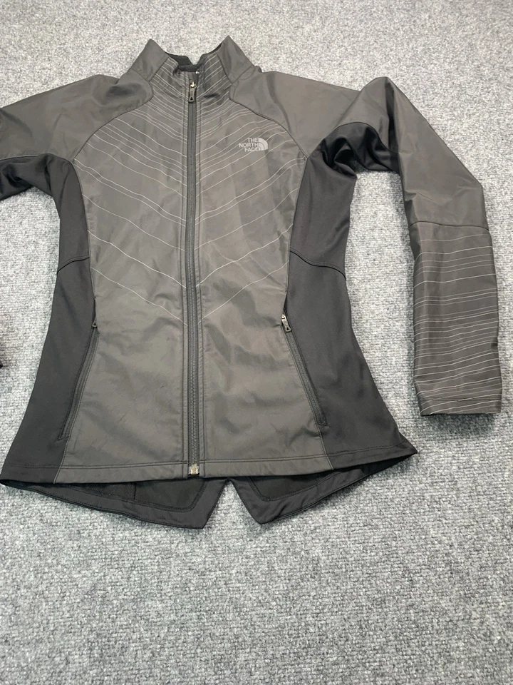 Chaqueta cortavientos The North Face para mujer pequeña gris manga larga cremallera completa Foto 4 de 4