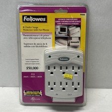 Fellowes Brand 6 Outlet Surge Protector with Fax/ Phone 715 Joules 99008 NEW