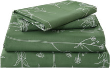 Green Floral Sheet Set King, Botanical Rustic Pattern Bed Sheets Boho Bedding Sh