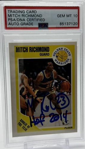 1989-90 Fleer DNA Mitch Richmond Rookie Auto PSA 10 Golden State Warriors #56