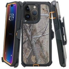 For iPhone 13 /Pro/Pro Max/ Defender Case With BeltClip Fit Otterbox Orange Tree