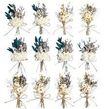 xin's convey Mini Dried Flower Bouquet Set Pack of 12 , Flowers, Grey