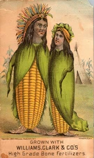 1895 Williams Clark & Co Corn Seed Trade Card – Native American Corn Couple-Rare