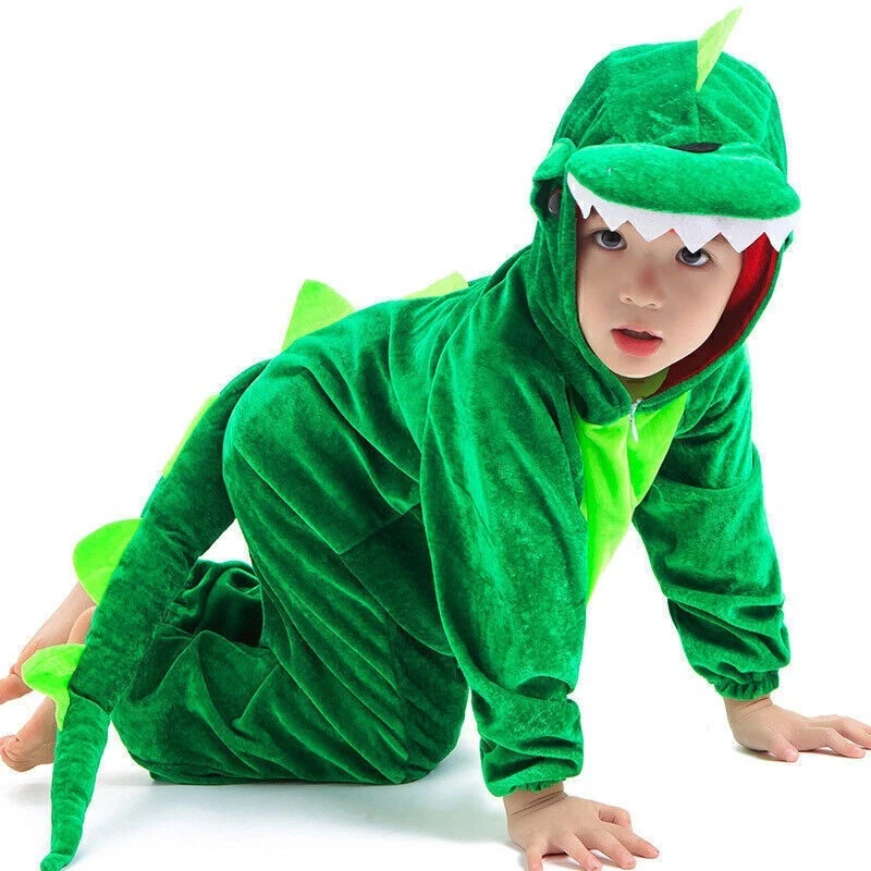 Kids Child Animal Dinosaur Kugurumi Costume Fancy Dress Boys Girls Green / Black - Image 3 of 4