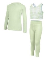 Girls Yoga Leggings 3 Pcs Workout Sets Athletic Training Activewear 