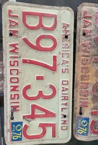 1976 Wisconsin License Plate Pair