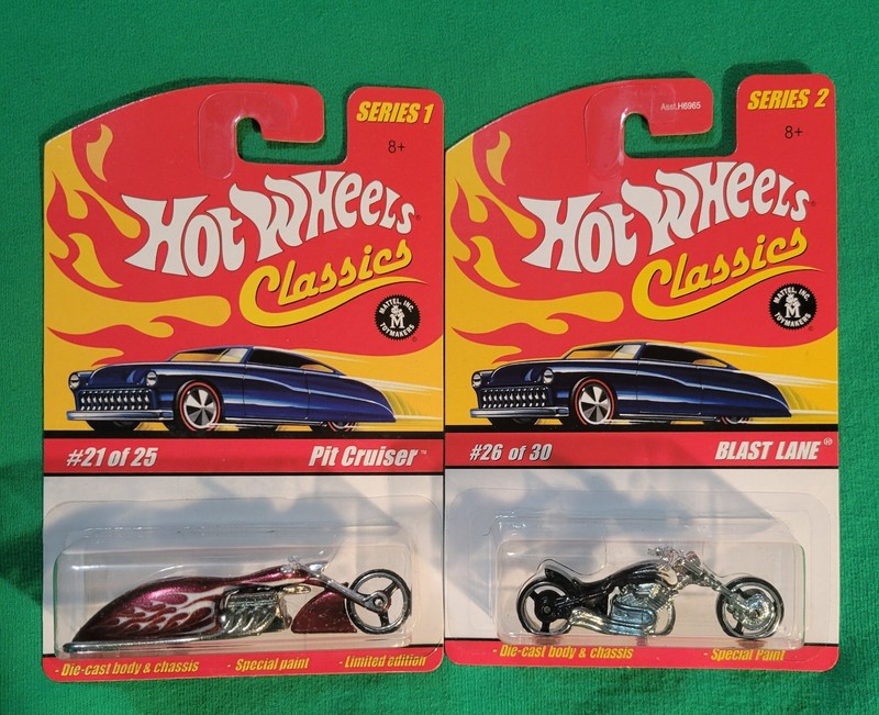 Hot Wheels Classics Pit Cruiser & Blast Lane Diecast Motorcycles Series 1 & 2