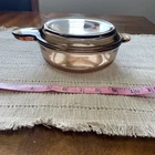 Vintage Pyrex Vision Grab-It and Go V-240 Amber Brown Bowl Lid Set 7 Oz USA