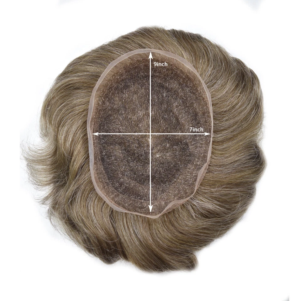 Full Lace Men Human Hair Piece French Lace Hair Replacement Systems Mens Toupee - Image 3 of 4