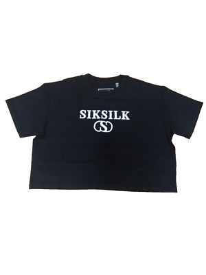 SikSilk Damen schwarz Elegance kurzes T-Shirt UK10 Small