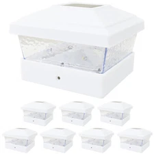 8 Black Copper White 5 x 5 Solar Post Deck Cap Lights Outdoor Fence Lamp Vinyl