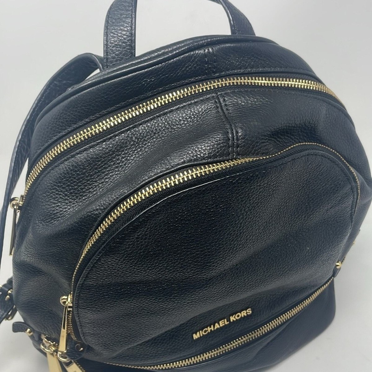 MICHAEL KORS Black Pebbled Leather Small Rhea Backpack | eBay