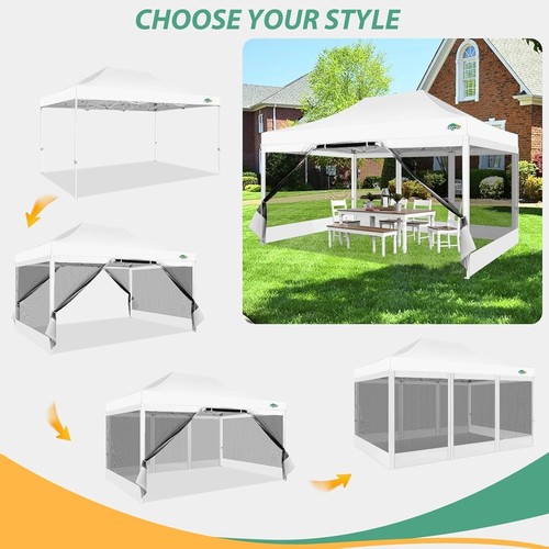 Faltpavillon 3x4,5 Wasserdicht Pop Up Partyzelt Faltbar mit 4 Netz-Seitenwänden - Bild 4 von 8