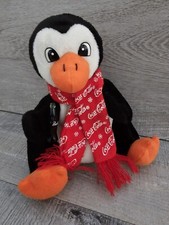 Coca Cola Penguin w/Coke 1998 Bean Bag Plush With Snowflake Scarf 6" Vintage