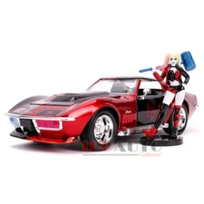 JADA 1969 CHEVROLET CORVETTE STINGRAY & HARLEY QUINN FIGURE DC COMICS 1/24 31196