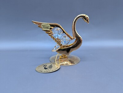 CRYSTAL DELIGHT 24K GOLD PLATED AUSTRIAN CRYSTAL SWAN