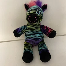 Build A Bear Rainbow Black Zebra Wild Style Stuffed Plush Toy 17 Inch BAB