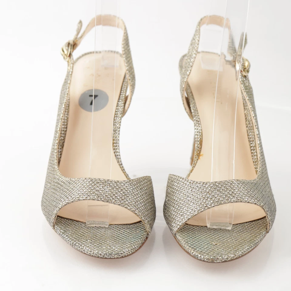 Sandalia para mujer Nine West Bankhead talla 7 tacón con cordones brillante metálico Foto 3 de 4