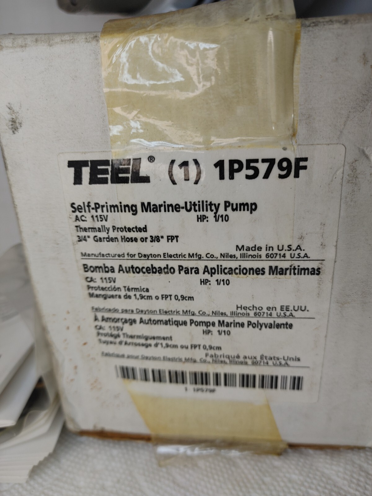 TEEL Portable Utility MARINE Pump Model 1P579F eBay