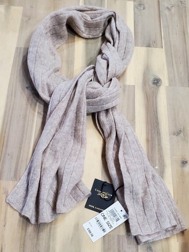 Charter Club Ribbed 100% Cashmere Scarf - Pearl Taupe Heather One Size 66" x 12"