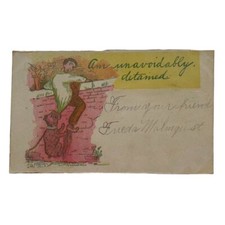 Vintage 1910s Illustrated Postcard An Unavoidably Detained u