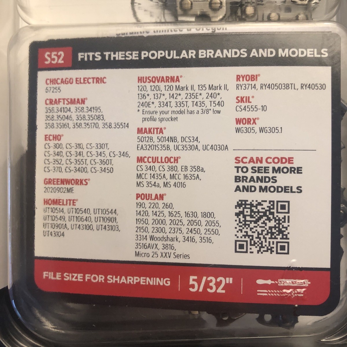 Oregon 14 In. 52-Link AdvanceCut Chainsaw Chain, Fits Echo, Makita, Husqvarna, Ryobi Poulan And More R52 21