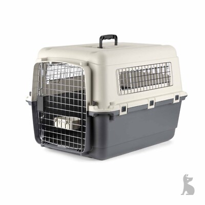 Barkshire Heavy Duty Plastic Dog Carrier Airline Compliant Grey/White  Medium UK