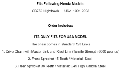 525 Chain Kit - Steel Sprocket Set with Choice of Chain - HONDA VT750 Shadow (all '98-11