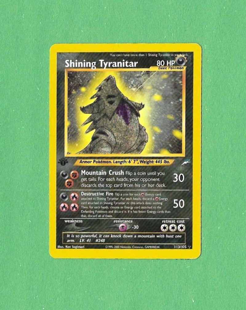 Pokemon TCG - 1st Edition Shining Tyranitar 113/105 - Neo Destiny - MP