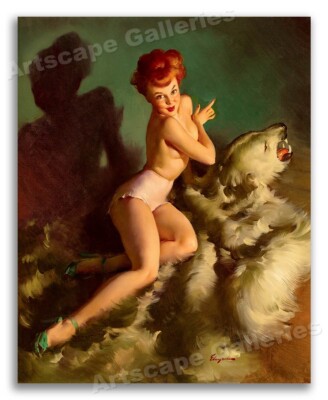 ''He Almost Scared Me Out of My Skin'' Vintage Style Elvgren Pin-Up Poster - 16x20