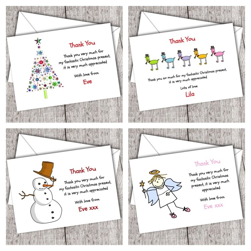 DAYDREAMING DAISY Christmas Thank You Cards ~ Personalised ~ Flat ~ Includes Envelopes