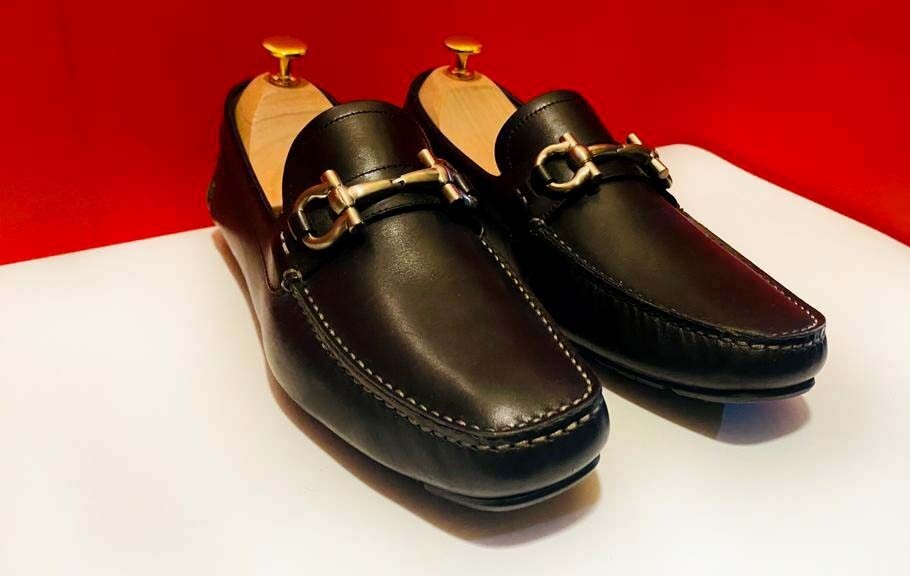 $789.00 !!SALVATORE FERRAGAMO MEN'S BLACK LEATHER HORSE BIT