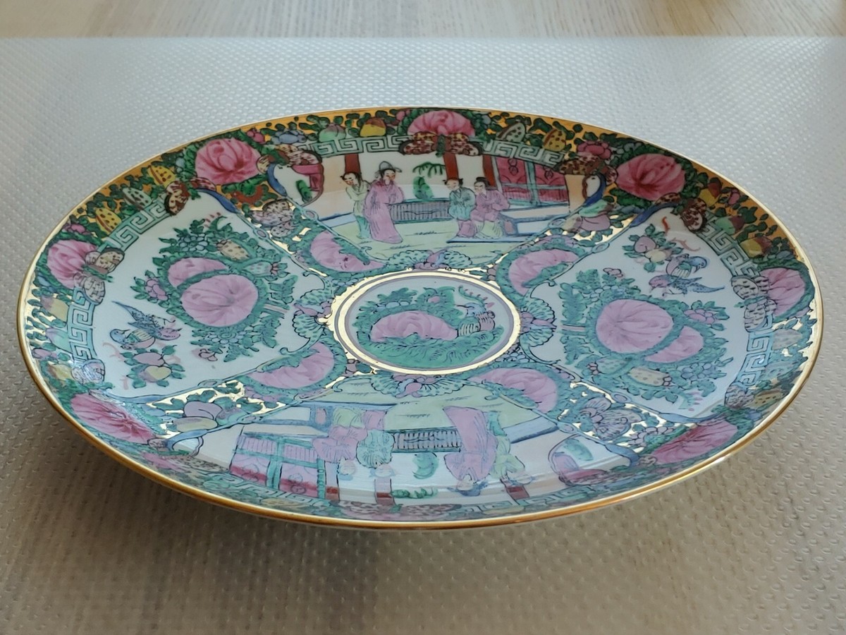 民国广彩瓷才子佳人大奖章盘Antique Chinese Guangcai Porcelain Hand