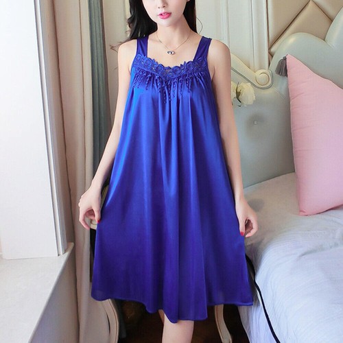 Women Sleeveless V Neck Nightdress Pajamas Nightshirt Summer Loose Sleepwear - Picture 13 of 22