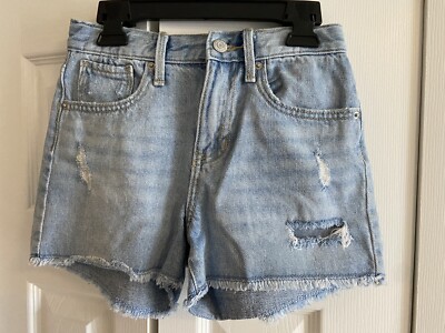 Old Navy Denim Jean Shorts Frayed Hem Girls High Rise Light - Main Image