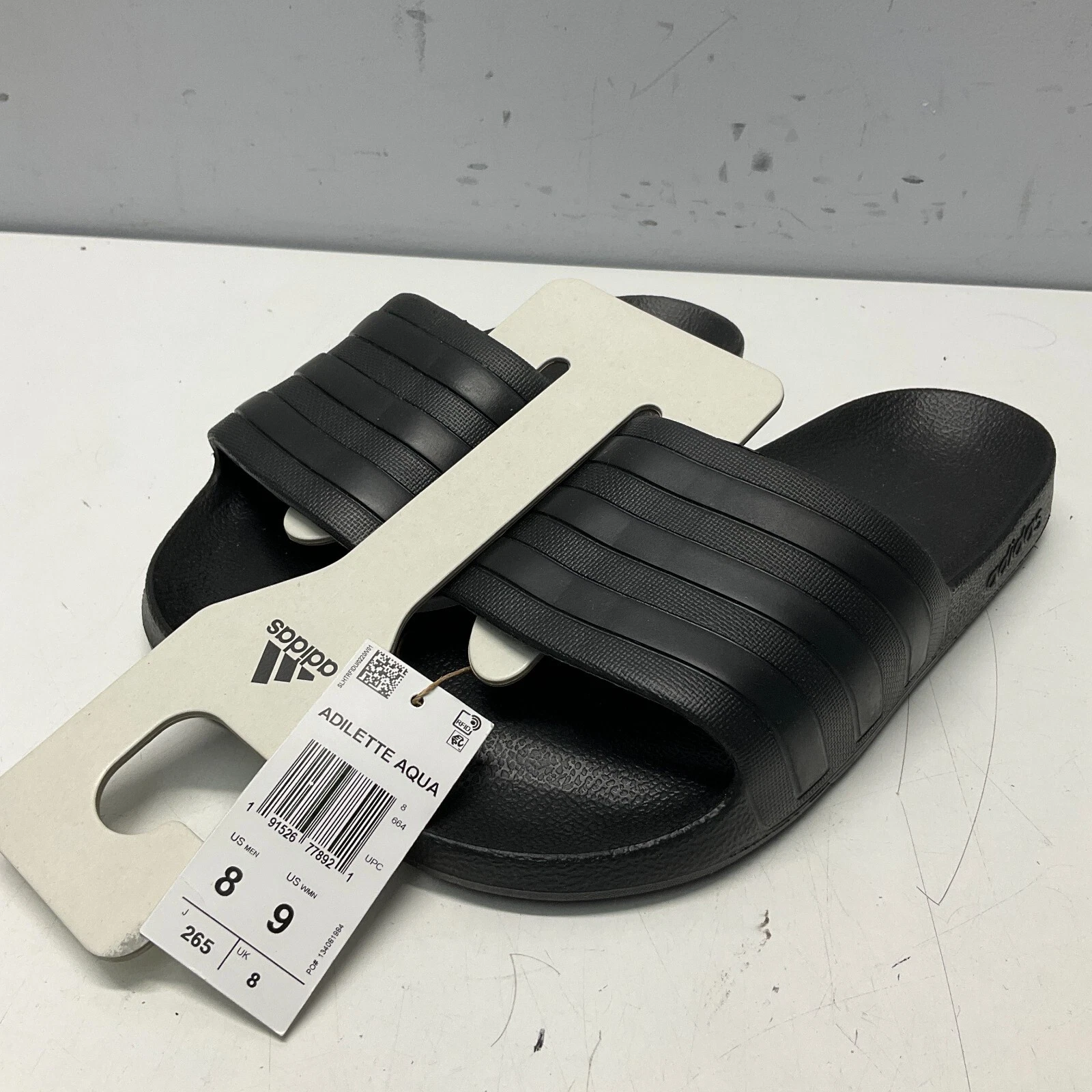 NUOVI sandali Adidas Adilette Aqua neri slide taglia 8 uomo 9 donna