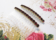 6 mm Dark Red color Precisoa Crystal Rhinestones Side Hair Comb Pair