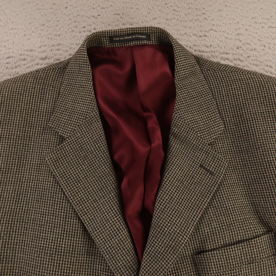 Chaqueta Hopsack 2XL Beige Negro Pata de Gallo Cuadros 100% Lana Blazer Abrigo Deportivo 52R Foto 2 de 4