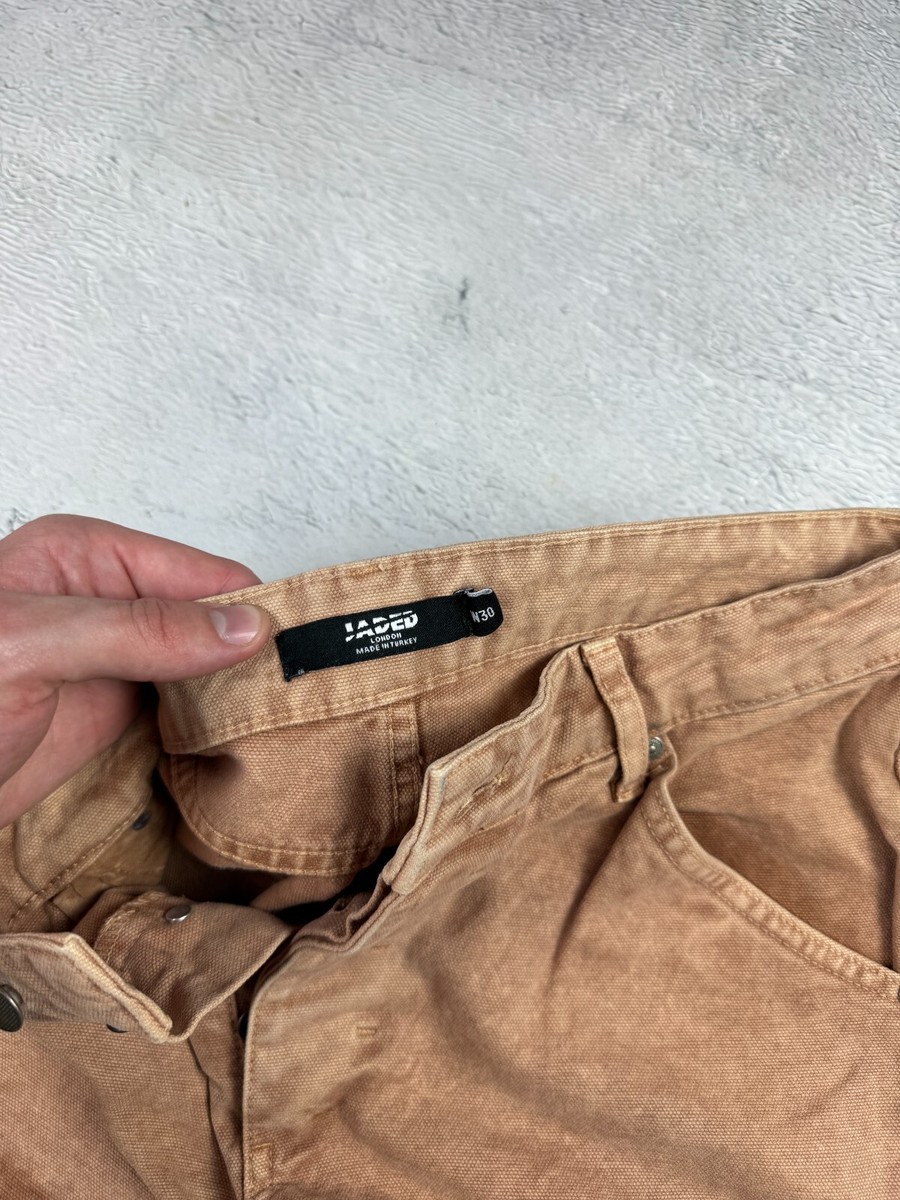 Jaded London Straight Leg Carpenter Jeans Sand Hem Insert Men's 30