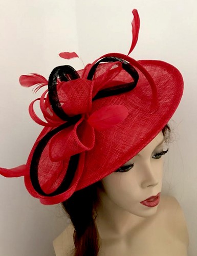 NEW Bright Red \u0026 Black Fascinator 