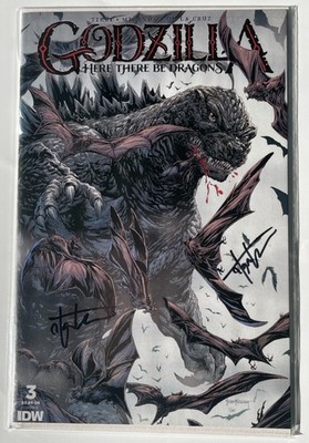 Godzilla Here There Be Dragons #3 Tyler Kirkham Signed Twice COA IDW