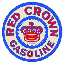 ArtFuzz Red Crown Gasoline Reproduction Metal Sign Motor Oil and Gas