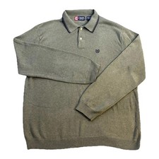 Vintage Chaps Sweater Men  s XL Green Pullover Y2K 90s 1/4 Button Preppy Cotton