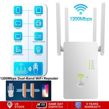 5G WiFi Extender Repeater Wireless Amplifier Router Signal Booster 1200Mbps