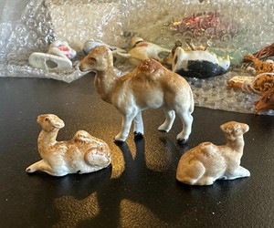 Camel 2 Baby Camels Germany Putz Animals 1910 Christmas Holiday Rare Bisque